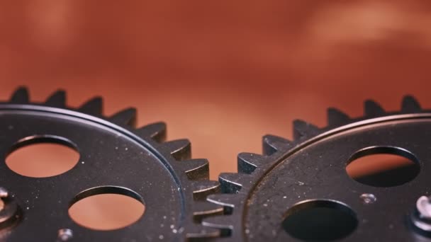 Abstract Retro Mechanic Turning Clock Gears — Stock Video