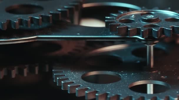 Abstract Retro Mechanic Turning Clock Gears — Stockvideo