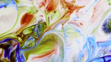 Soyut Boya Mürekkebi Sütlü Yüzeye Yayıldı 