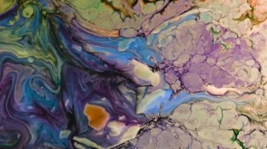 Soyut Boya Mürekkebi Sütlü Yüzeye Yayıldı 