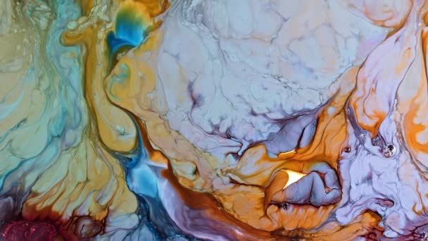 Распространение Чернил Абстрактной Краски Молочную Поверхность — стоковое видео