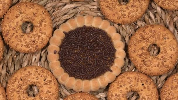 Läckra Och Söta Snacks Mat Cookies — Stockvideo