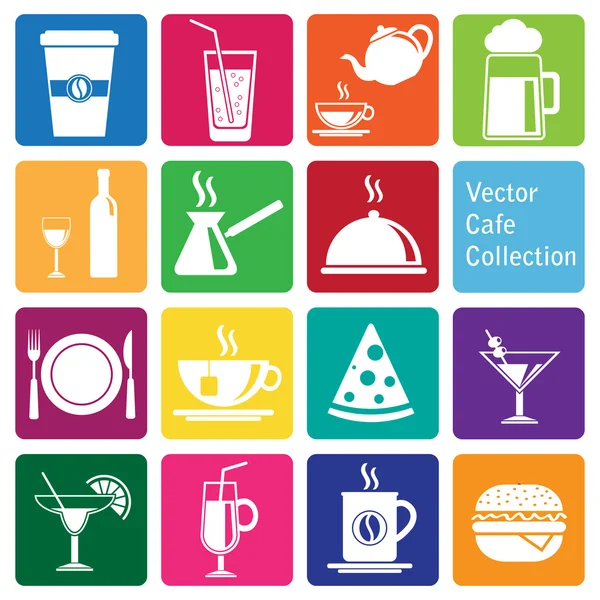 Coleção vetorial: café e ícones de restaurante —  Vetores de Stock