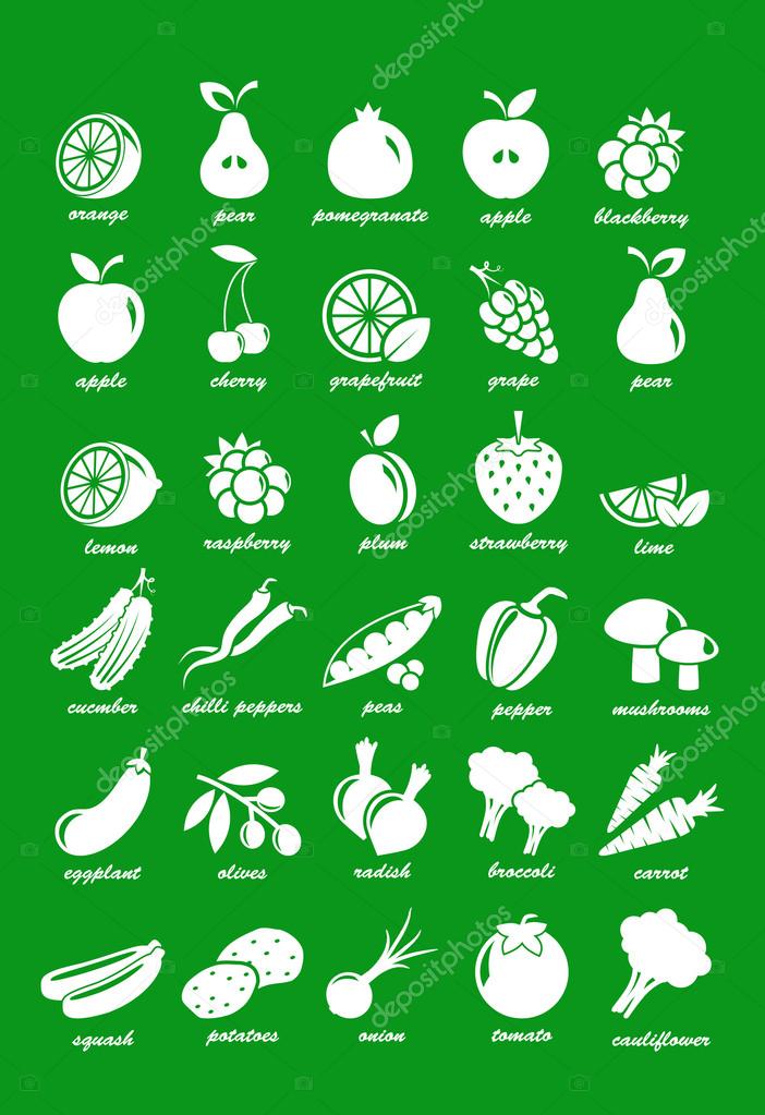Vector collection: fruits and vegetable icons