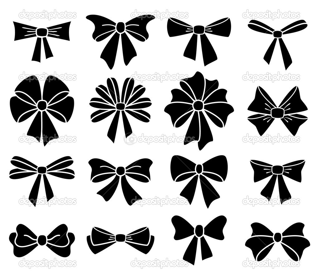 Vector collection of bows on white background