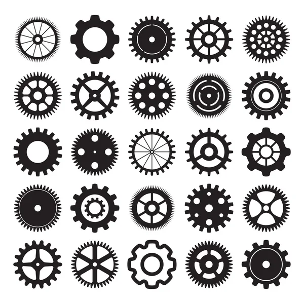 Vector set of gear wheels on white background — Stock Vector