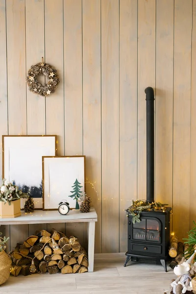 Уютная Гостиная Rustic Home Design Warm Indoor Space Современный Декор — стоковое фото