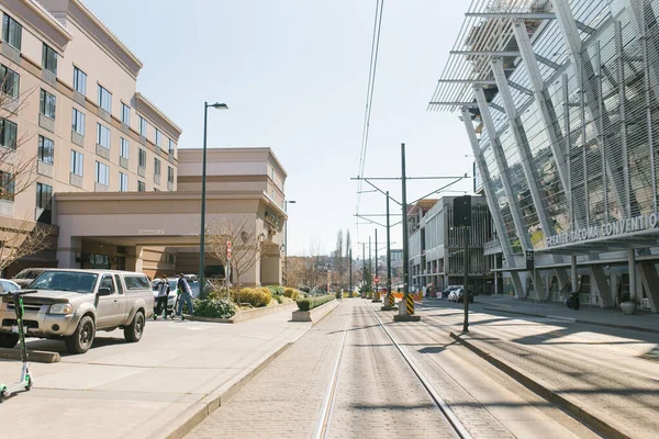 米国ワシントン州タコマ 2021年3月 ダウンタウンの路面電車 — ストック写真