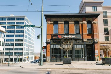 Tacoma, Washington, ABD. Mart 2021. Union Bank binası şehir merkezinde.