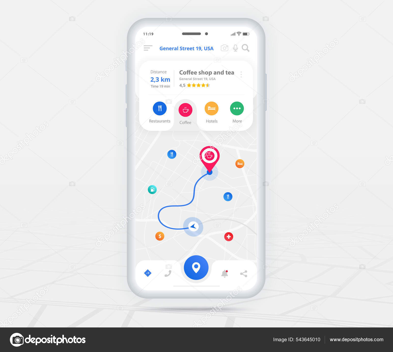 Карта Gps Навигация Концепция Приложение Смартфона Точка.