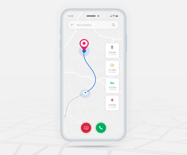 Map Gps Navigation Concept Smartphone Map Application Destination Pinpoint Screen — стоковий вектор