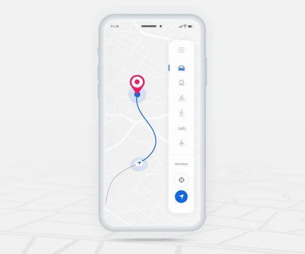 Mapa Gps Navegação App Concept Aplicativo Mapa Móvel Smartphone App —  Vetores de Stock