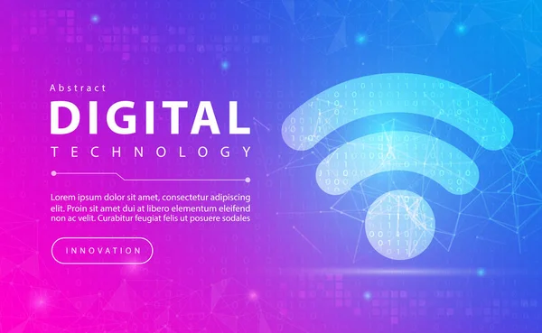 Tecnología Digital Red Internet Inalámbrico Banner Conexión Rosa Azul Concepto — Vector de stock