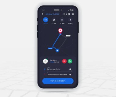 Harita GPS navigasyon uygulaması ux ui konsepti, Mobil harita uygulaması, Akıllı Telefon Uygulaması arama haritası navigasyonu, Teknoloji haritası, Şehir navigasyon haritaları, Şehir sokağı, GPS izleme, konum izleyici, Vektör