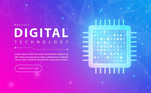 Tecnología Digital Banner Chip Electrónico Rosa Azul Concepto Fondo Con — Vector de stock