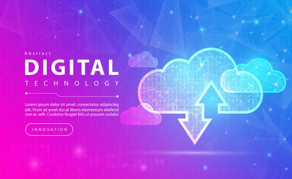 Technologie Numérique Cloud Computing Banner Pink Blue Background Concept Technology — Image vectorielle