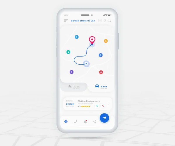 Карта Gps Navigation App Concept Mobile Map Application Smartphone App — стоковый вектор