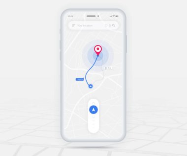 Harita GPS navigasyon uygulaması ux ui konsepti, Mobil harita uygulaması, Akıllı Telefon Uygulaması arama haritası navigasyon haritası, Teknoloji haritası, Şehir navigasyon haritaları, Şehir sokağı, GPS izleme, konum izleyici, Vektör çizimi