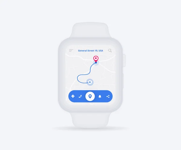 Smartwatch Map Gps Navigation App Concept Clock Map Application App — стоковый вектор