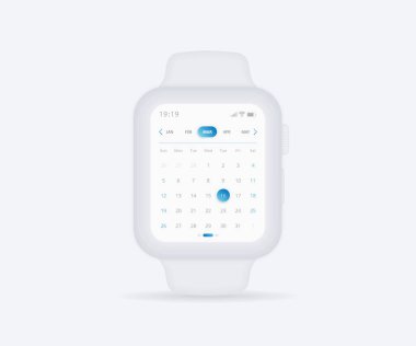 Smartwatch takvim planlama uygulaması konsepti, etkinlik takvimi şablonu UI UX, Kol Saati takvimi takvimi takvimi takvimi takvimi yıllık toplantı uygulaması, takvim etkinlikleri, randevu, etkinlik uygunluğu, vektör