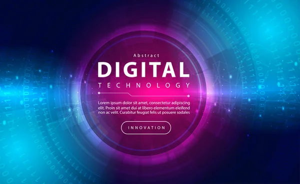 Tecnologia Digital Banner Rosa Azul Conceito Fundo Com Efeito Luz — Vetor de Stock