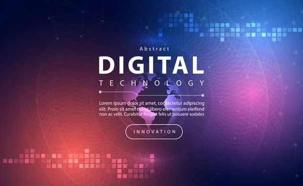 Digitální Technologie Banner Růžová Modrá Pozadí Koncept Technologií Linka Světelný — Stockový vektor