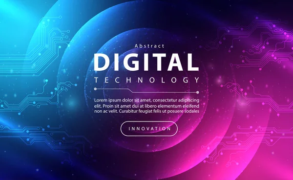 Banner Tecnología Digital Concepto Fondo Azul Rosado Con Efecto Luz — Vector de stock