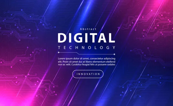 Digital Technology Banner Pink Blue Background Concept Technology Light Effect — Vettoriale Stock