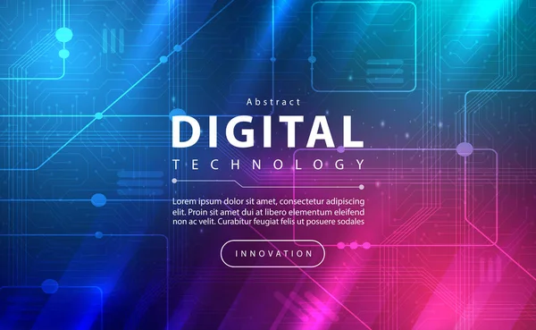 Digital Technology Banner Pink Blue Background Concept Technology Light Effect — Stock vektor
