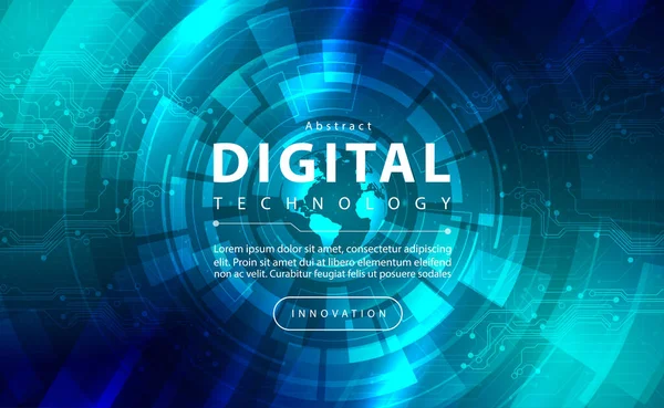 Teknologi Digital Banner Hijau Biru Latar Belakang Konsep Dengan Teknologi - Stok Vektor