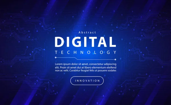 Digitale Technologie Banner Blauw Achtergrond Concept Met Technologie Licht Effect — Stockvector