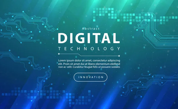 Digital Technology Banner Green Blue Background Concept Technology Light Effect — Stock vektor