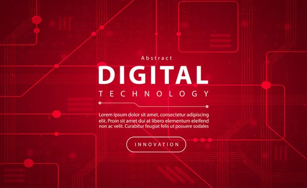 Digital Technology Banner Red Background Concept Technology Light Effect Abstract — Vettoriale Stock
