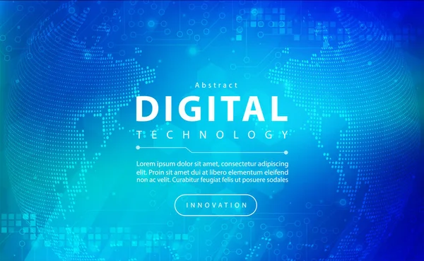 Digital Technology Banner Blue Green Background Concept Technology Light Effect — Stockvektor