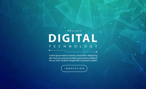 Digital Technology Banner Blue Green Background Concept Technology Light Effect — Stock vektor