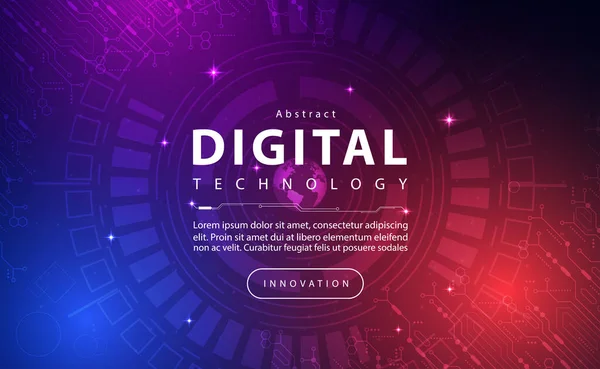 Digital Technology Banner Blue Pink Background Concept Technology Light Purple — Stock vektor
