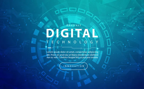Banner Tecnología Digital Azul Verde Concepto Fondo Con Efecto Luz — Vector de stock