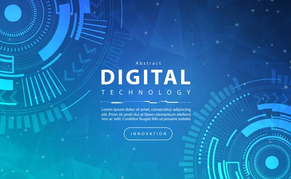 Digital Technology Banner Blue Green Background Concept Technology Light Effect — Stock vektor