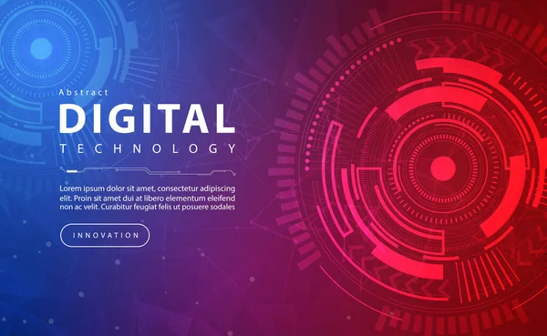 Digital Technology Banner Red Blue Background Concept Technology Light Purple — Διανυσματικό Αρχείο