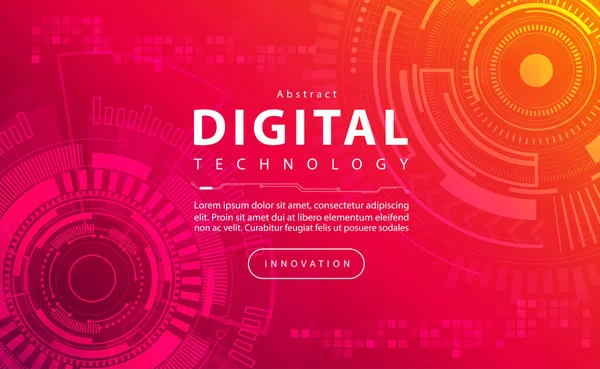 Digital Technology Banner Red Pink Background Concept Technology Light Yellow — Stock vektor