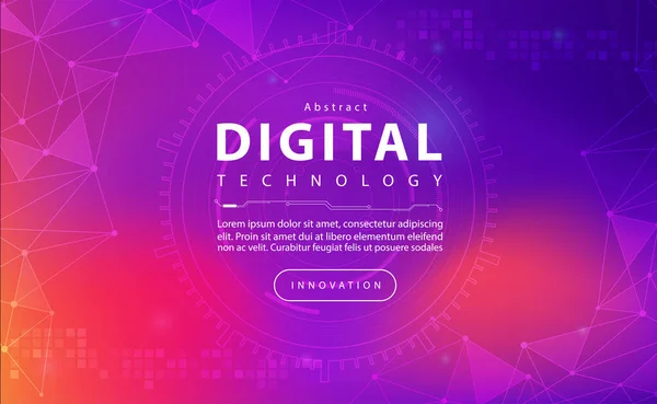 Digital Technology Banner Purple Pink Background Concept Technology Light Blue — Wektor stockowy