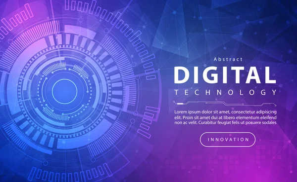 Digital Technology Banner Blue Pink Background Concept Technology Light Purple — Vetor de Stock