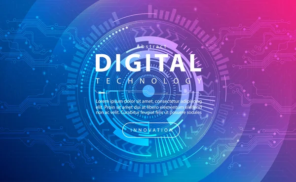 Digital Technology Banner Blue Pink Background Concept Technology Light Purple — Stock Vector