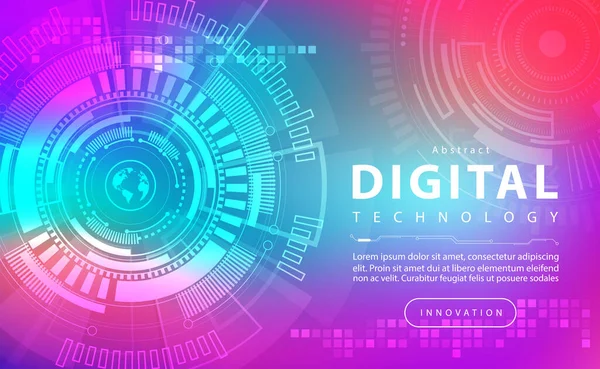 Digital Technology Banner Colorful Background Concept Technology Light Purple Effect — Stockvektor