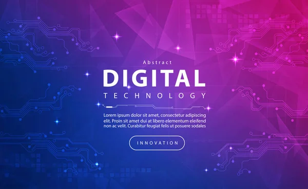 Digital Technology Banner Blue Pink Background Concept Cyber Security Technology — Stock vektor