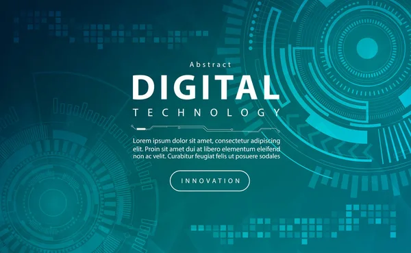 Digital Technology Banner Green Background Concept Cyber Security Technology Abstract — Vector de stock