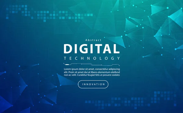 Digital Technology Banner Blue Green Background Concept Cyber Technology Light — Vettoriale Stock