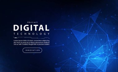 Dijital teknoloji mavi arka plan konsepti, siber veri güvenlik teknolojisi, soyut çevrimiçi teknoloji, yenilik gelecekteki veriler, internet ağı bağlantısı, Ai büyük veri, medya hattı noktaları, illüstrasyon vektörü