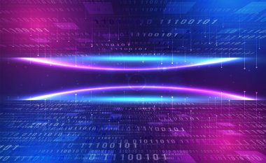 Dijital Ai büyük veri teknolojisi fütüristik mavi arkaplan, siber bulut güvenliği, soyut kablosuz kablosuz kablosuz kablosuz ağ teknolojisi, yenilik gelecekteki ikili veriler, küresel internet ağı bağlantısı, illüstrasyon vektörü