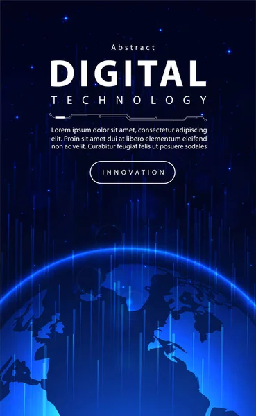 Digital Big Data Technology Futuristic World Blue Background Cyber Cloud — Vettoriale Stock